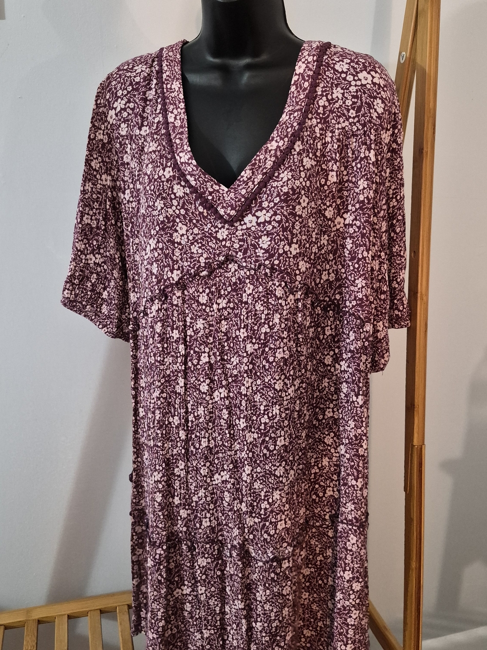 Knox Rose Purple Floral V-Neck Dress XXL